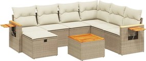 vidaXL 8 részes bézs polyrattan kerti ülőgarnitúra párnával