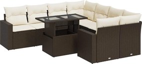 vidaXL 9 részes barna polyrattan kerti ülőgarnitúra párnákkal