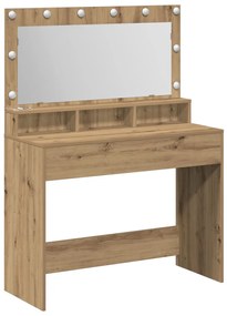Sminkasztal LED fényekkel Mesterséges tölgyből, 100x41x135 cm