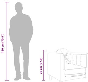 krémszínű bársony kanapéfotel párnával