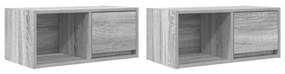 2 db szürke sonoma szerelt fa fali TV-szekrény 60x31x25,5 cm