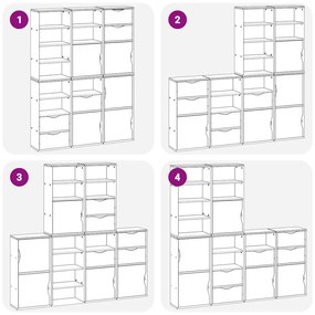 6 db fehér tömörfa fenyőfa oldalsó szekrény ODDA 40x24x79 cm