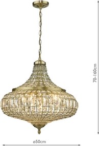 Där Lighting ASM0675 - ASMARA láncra szerelt csillár 6xE14/40W/230V, sárgaréz