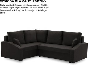 Grande Plus sarokkanapé, baloldali, szövet anyag, fekete