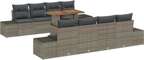 vidaXL Kert étkező szett párnával 9 pcs Szürke és Barna