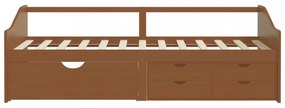 mézbarna 3 személyes tömör fenyőfa kanapéágy fiókokkal 90x200cm