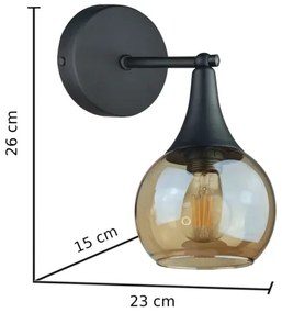 Fali lámpa STAR 1xE27/60W/230V fekete/füstös bézs