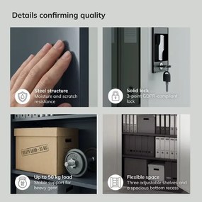 Fém irodai iratszekrény antracit-fehér KEVIN 900 x 1400 x 400 mm