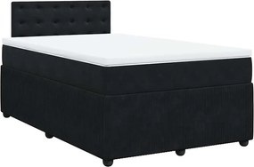 vidaXL fekete bársony rugós ágy matraccal 120x190 cm