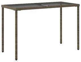 szürke polyrattan üveglapos kerti asztal 115x54x74 cm