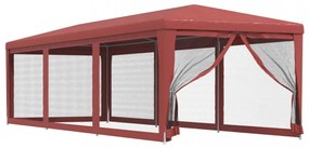 piros HDPE rendezvénysátor 8 hálós oldalfallal 3x9 m