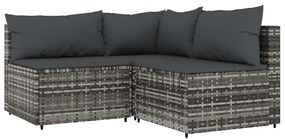 4 részes szürke polyrattan kerti ülőgarnitúra párnákkal