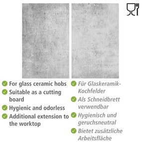 Edzett üveg tűzhely fedőlap szett 2 db-os 52x30 cm Concrete – Allstar
