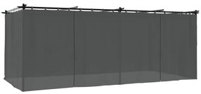 antracitszürke acél pavilon függönyökkel 6 x 3 m
