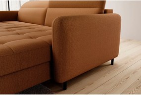 Sárga bársony kinyitható-tárolóhelyes sarokkanapé (jobb oldali-heverő résszel) Gomsi – ELTAP