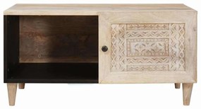 Dohányzóasztal polcokkal Bézs 80 x 50 x 40 cm tömör mangófa