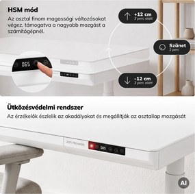 Elektromos ülő-álló íróasztal fiókkal és Qi vezeték nélküli töltővel fehér, 1600 mm: ELLIS