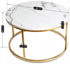 Dohányzóasztal Fehér Márvány/Arany Színben. CLIFF MAX