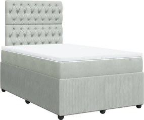 vidaXL világosszürke bársony rugós ágy matraccal 120 x 190 cm