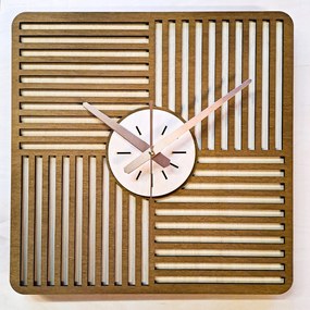 Nagy, Modern Falióra, Fa, Lamellák, Loft,nappaliba, Négyzet