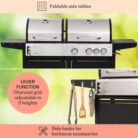 Kingsville 3.1, gáz + faszén kombinált grill, 10,9 kW, 3+1 égő, állítható magasság