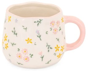 Krémszínű agyagkerámia bögre 375 ml Ditsy – Sass &amp; Belle