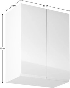 Felsőszekrény, fehér/fehér extra magasfényű, AURORA G602F