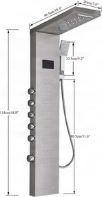 Zuhanyrendszer EYN BSP2040 LED-kijelzővel, vízesés kifolyóval, többféle színváltozatban — Nikkel — Sarok