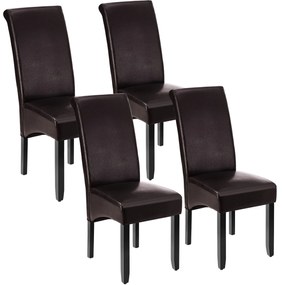TecTake GmbH 403496 ergonomikus tömörfa étkezőszék - barna, 4 darabos készlet
