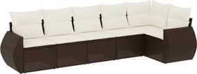 vidaXL 6 részes barna polyrattan kerti ülőgarnitúra párnával