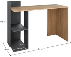 PC asztal Zunno (arany craft tölgy + grafit). 1119365