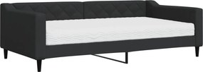 vidaXL fekete szövet kanapéágy matraccal 100 x 200 cm