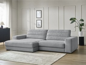 Világosszürke bársony sarokkanapé (bal oldali-heverő résszel) Sierra – Bobochic Paris