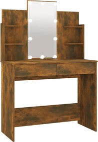 vidaXL füstös tölgy színű LED-es fésülködőasztal 96 x 40 x 142 cm