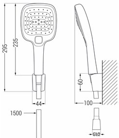 Mexen tartozékok - 1 pontos kézizuhany készlet R-17, króm / fehér, 785175052-02