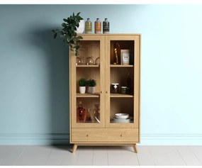 Natúr színű tálalószekrény tölgyfa dekorral 100x170 cm Kensal – Woodman