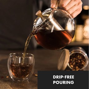 Klarstein Sencha, teáskancsó, 1,3 L, rozsdamentes acél szűrő, boroszilikát üveg, fedél