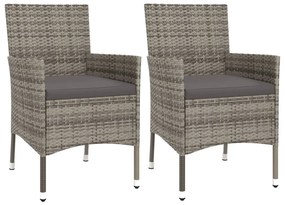 3 részes szürke polyrattan kerti bisztrógarnitúra párnákkal