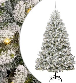 vidaXL Mű karácsonyfa 300 LED-del Zöld és Fehér 210 cm PVC és fém