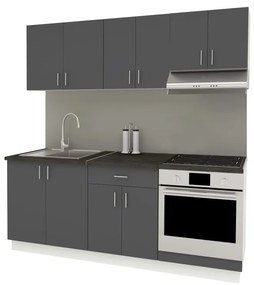 Benita konyhabútor szett V14, 200 cm - Antracit-Fehér