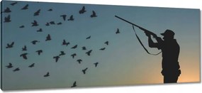 Vászonkép 100x40 Vadász fegyverrel madarak