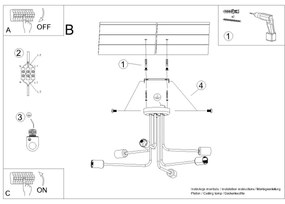 Sollux SL.1452 - Csillár rúdon NORAH 6xE27/15W/230V fekete