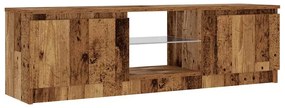 antik fa színű szerelt fa TV-szekrény LED-ekkel 120x30x36 cm