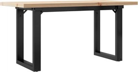 vidaXL tömör fenyőfa és acél O-vázú dohányzóasztal 100x50x45,5 cm