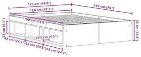 fekete tölgy színű szerelt fa ágykeret matrac nélkül 120x190 cm