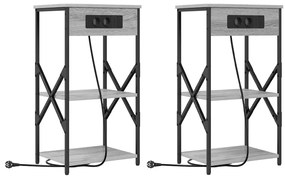 Éjjeli Szekrények 2 pcs Szürke sonoma 41 x 31 x 76 cm Faanyag