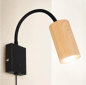 Brilagi - Állítható fali lámpa SELE 1xGU10/30W/230V fekete/tölgy dekor