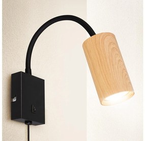 Brilagi Brilagi - Rugalmas fali lámpa SELE 1xGU10/30W/230V fekete/tölgy dekor BG1380