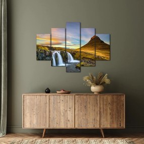 Kép a hegyekről és vízesésekről Izlandon (150x105 cm)