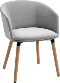 HOMCOM Puha Szövetes Étkezőszék Kartámaszokkal és Fa Lábakkal Irodához és Hálószobához - 120 kg Teherbírás, 57x56x72 cm, Szürke | Aosom